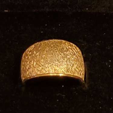 Vintage Textured Gold Plated Brass Wide Band Ring