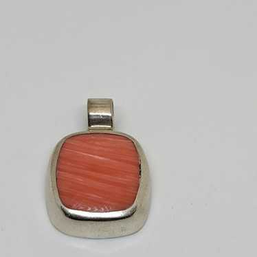 Vintage Sterling Silver 950 Mexico Orange Stone P… - image 1