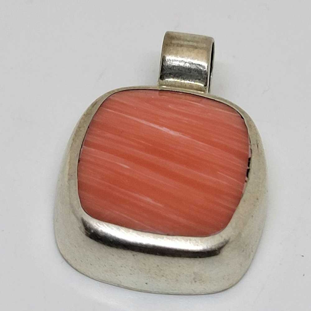 Vintage Sterling Silver 950 Mexico Orange Stone P… - image 2