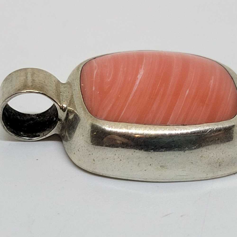 Vintage Sterling Silver 950 Mexico Orange Stone P… - image 3