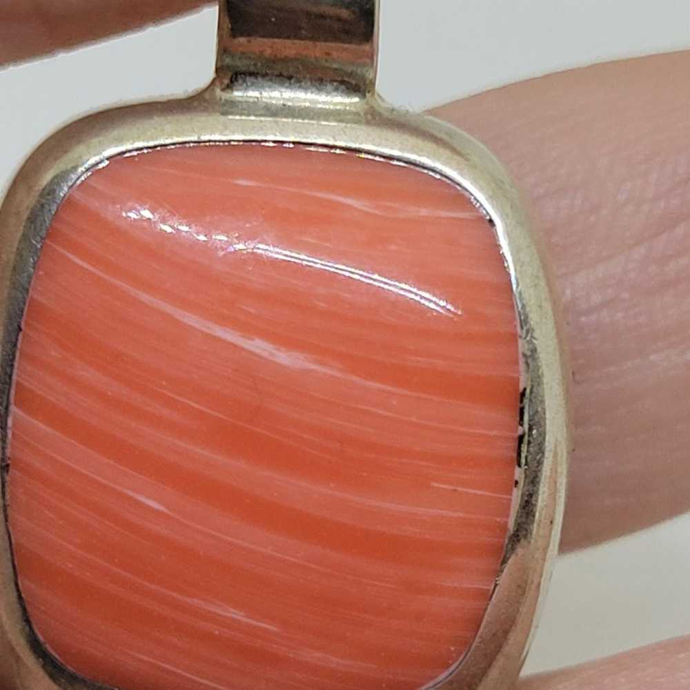 Vintage Sterling Silver 950 Mexico Orange Stone P… - image 5