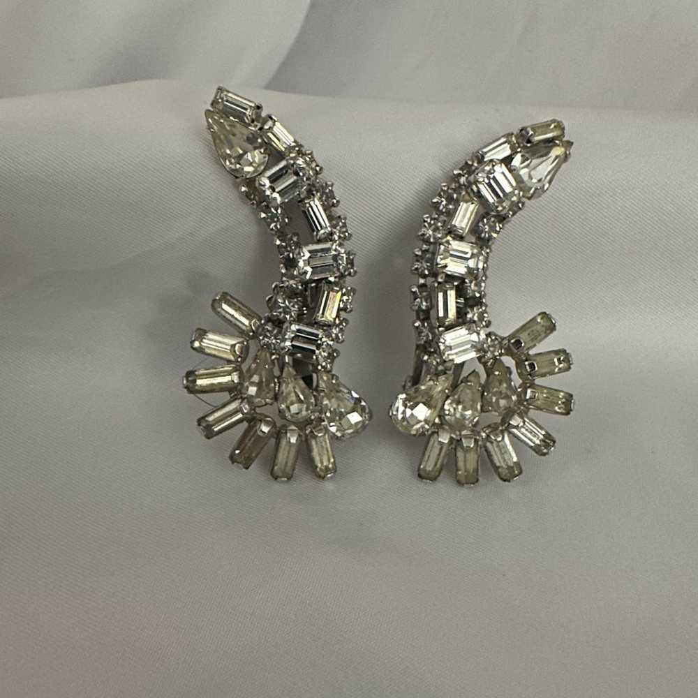 Rhinestone vintage 1950’s earrings - image 2