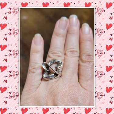 hand forged heart infinity silver ring - image 1