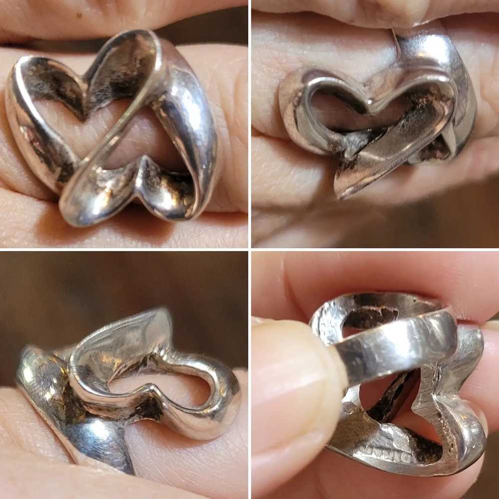 hand forged heart infinity silver ring - image 2