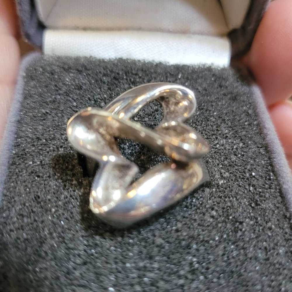 hand forged heart infinity silver ring - image 3