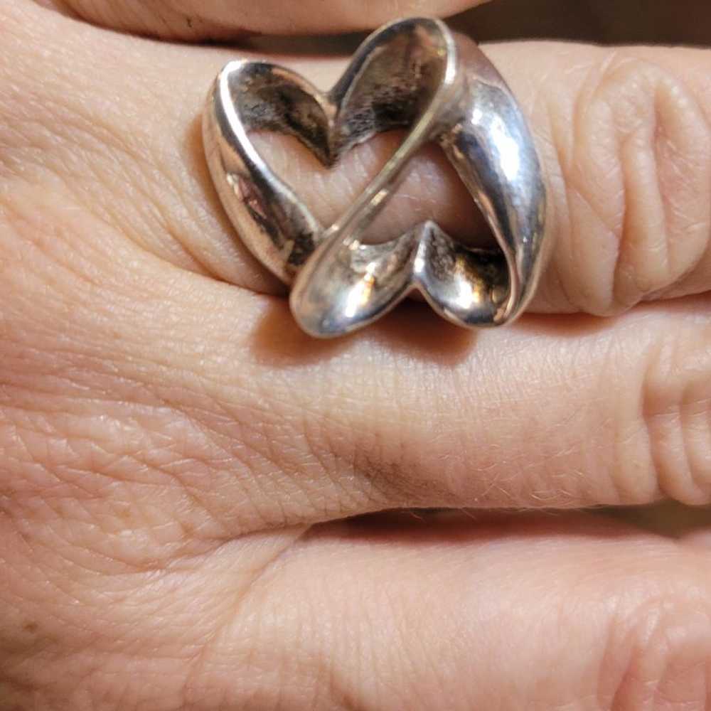 hand forged heart infinity silver ring - image 4