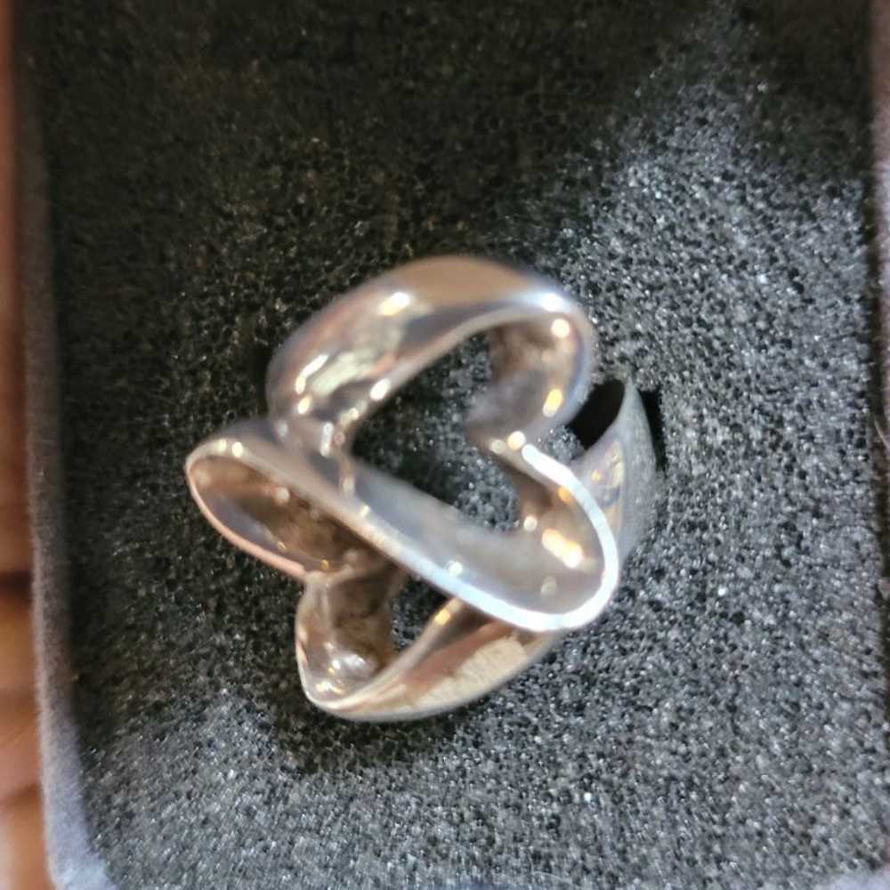 hand forged heart infinity silver ring - image 5