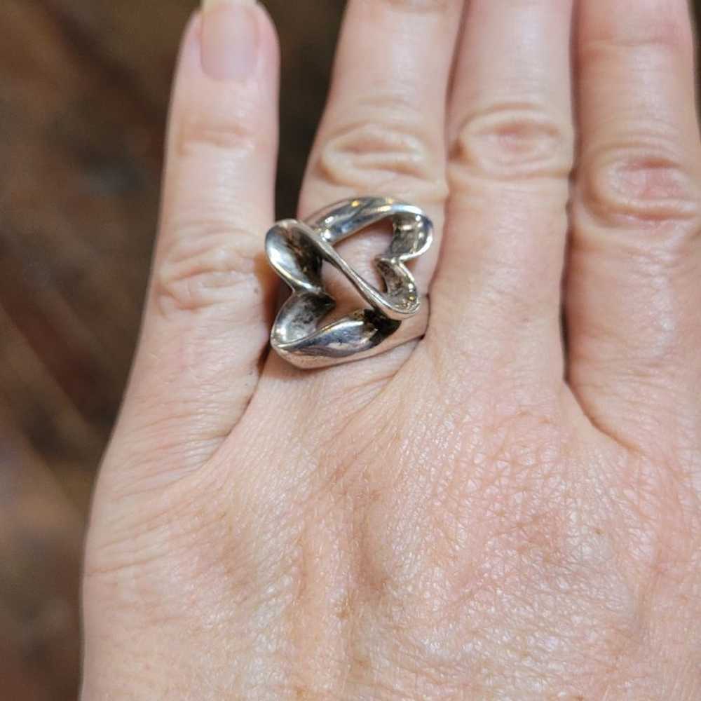 hand forged heart infinity silver ring - image 6