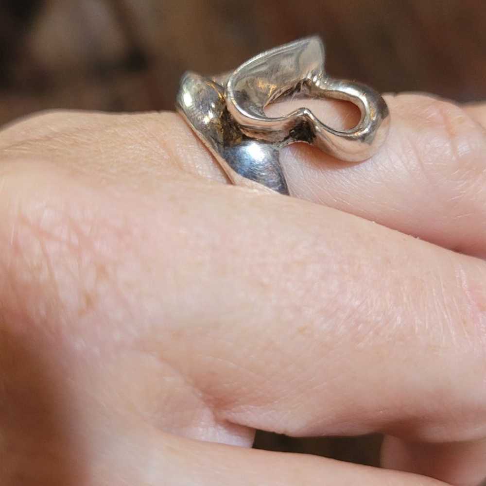 hand forged heart infinity silver ring - image 7