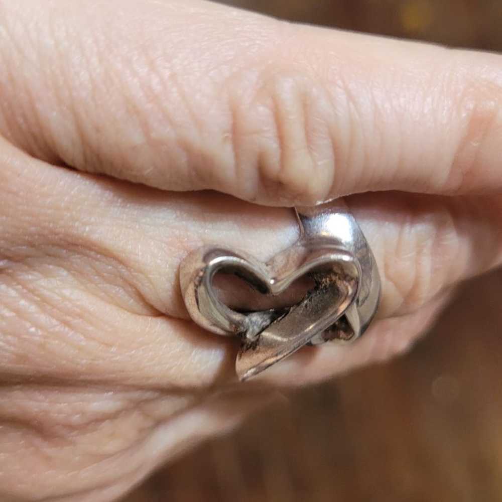 hand forged heart infinity silver ring - image 8