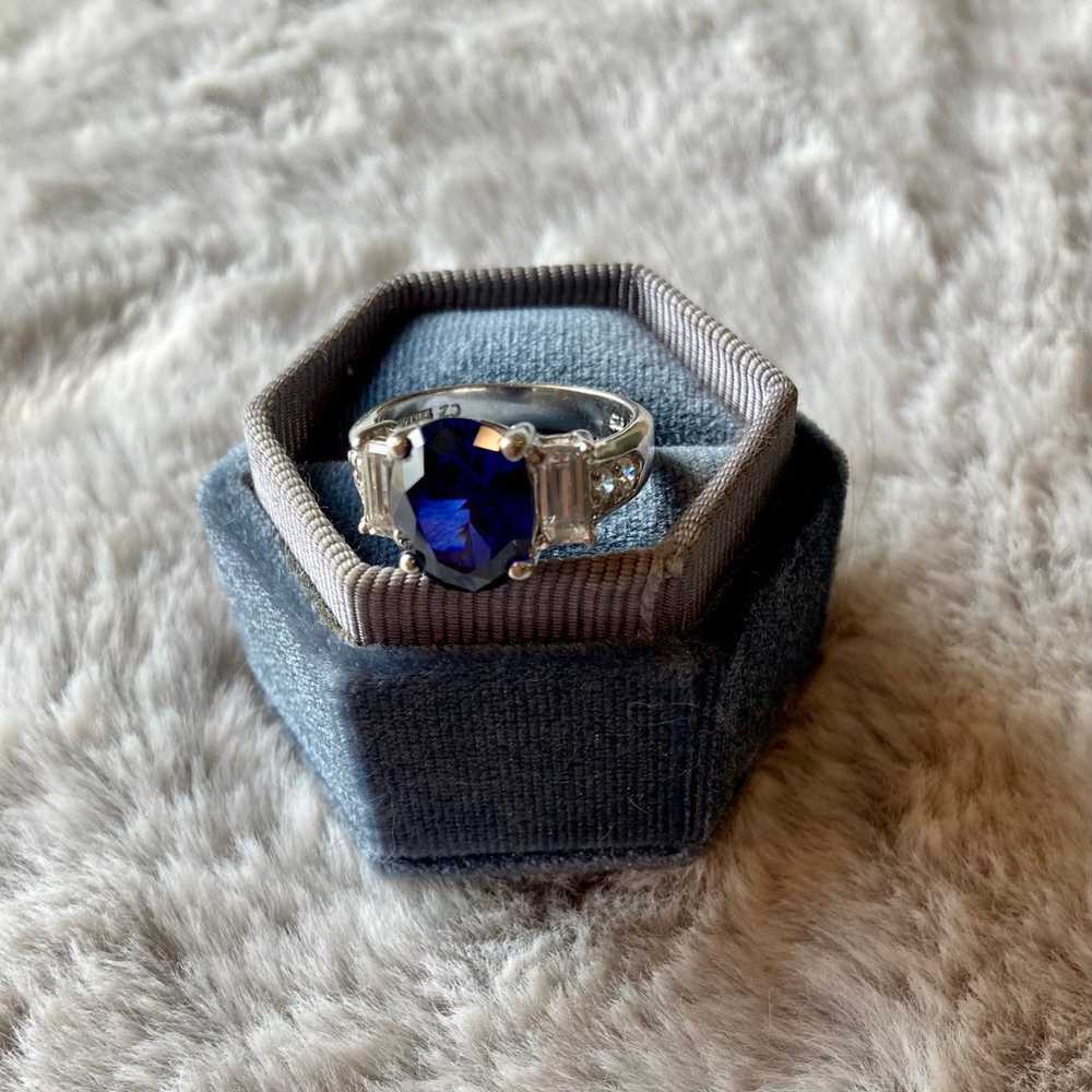 Vintage Style Lab Sapphire CZ .925 Ring - image 3