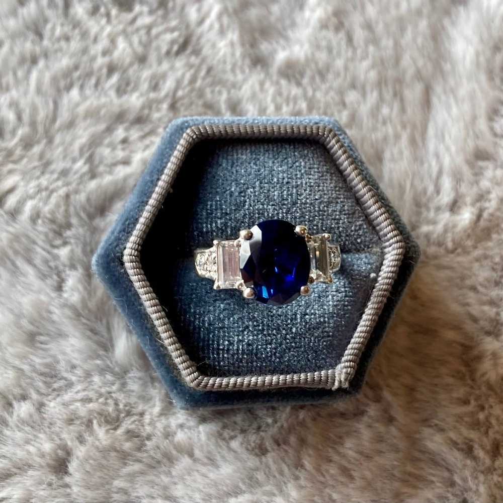 Vintage Style Lab Sapphire CZ .925 Ring - image 9