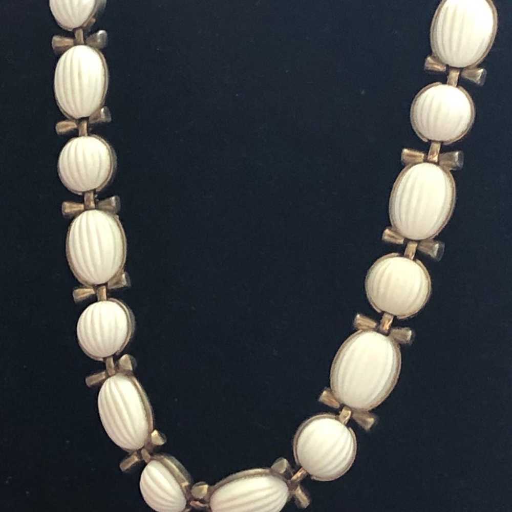 Trifari melon white choker necklace vintage 50s g… - image 2