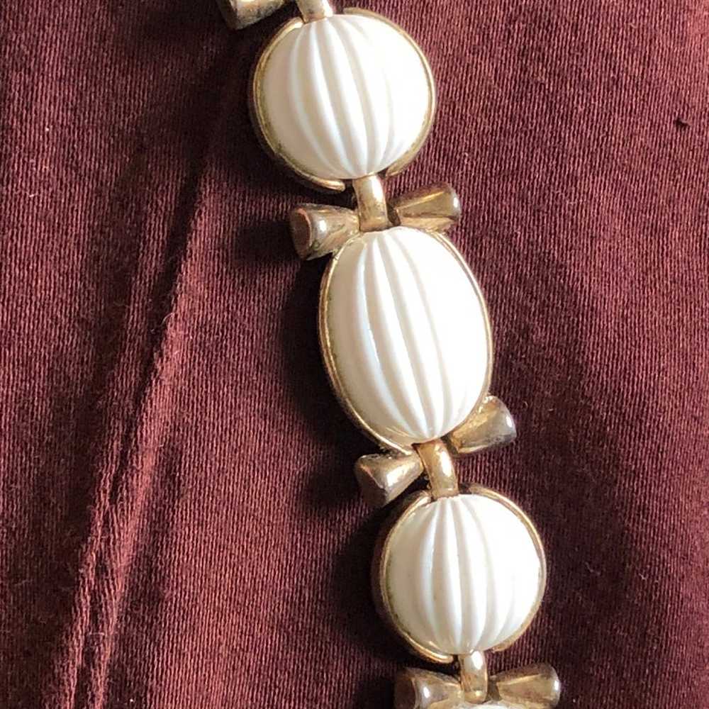 Trifari melon white choker necklace vintage 50s g… - image 5