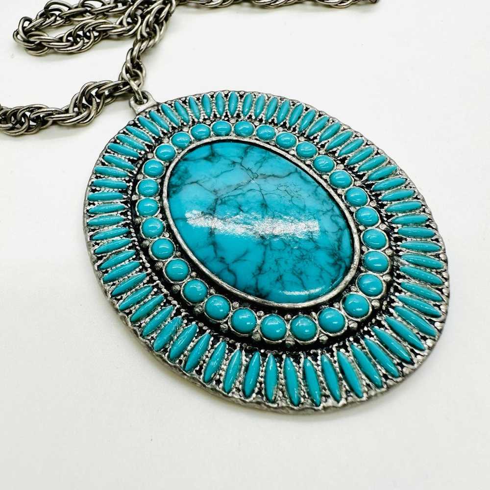 Vintage Southwest Turquoise Medallion Necklace - image 10