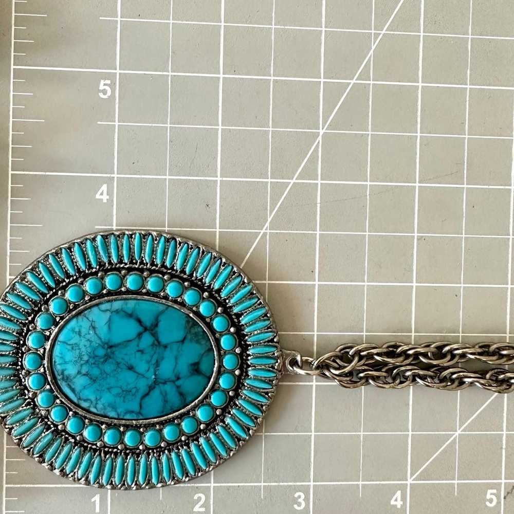 Vintage Southwest Turquoise Medallion Necklace - image 4