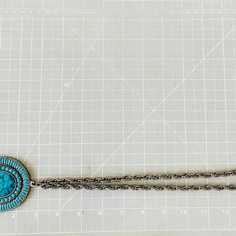 Vintage Southwest Turquoise Medallion Necklace - image 5