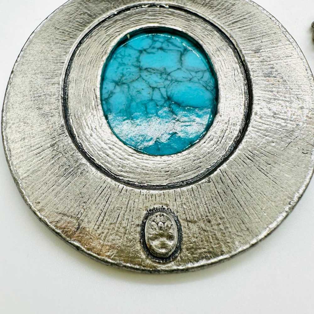 Vintage Southwest Turquoise Medallion Necklace - image 6