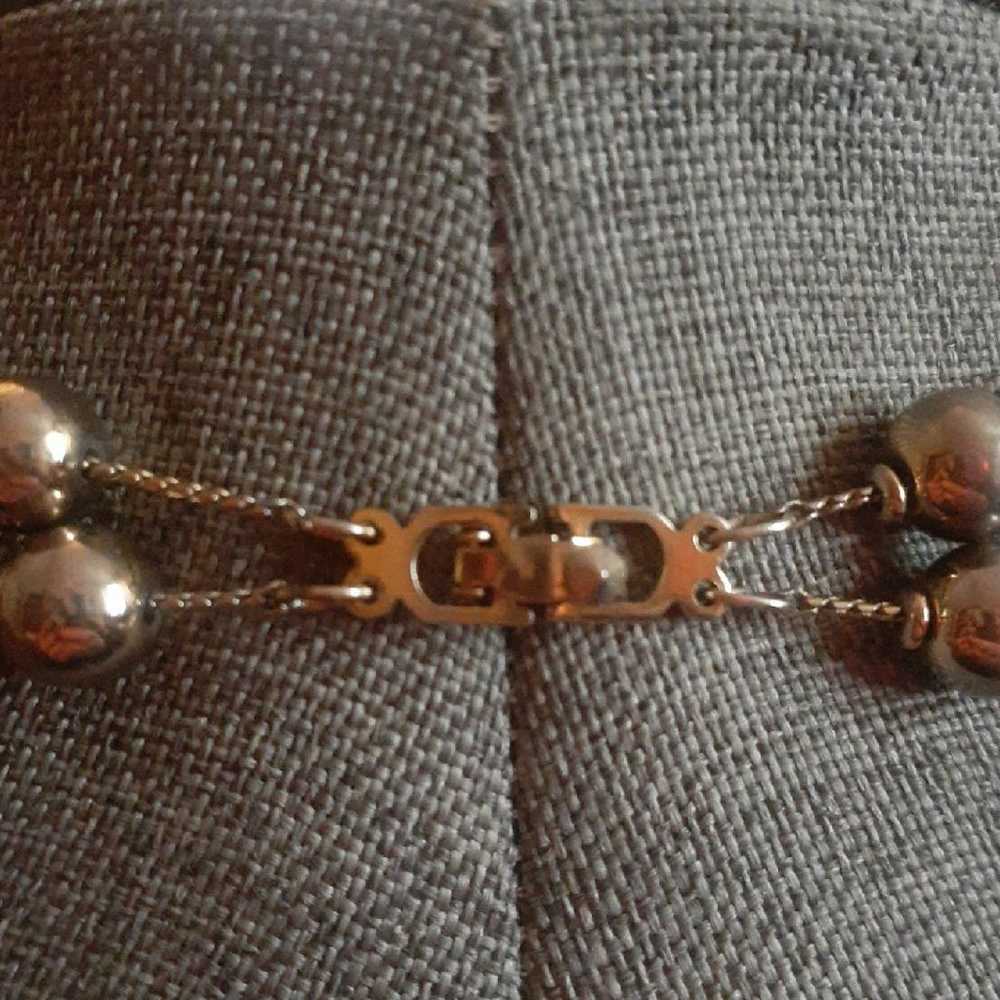 Vintage metal chain shiny gold tone bead multi st… - image 5