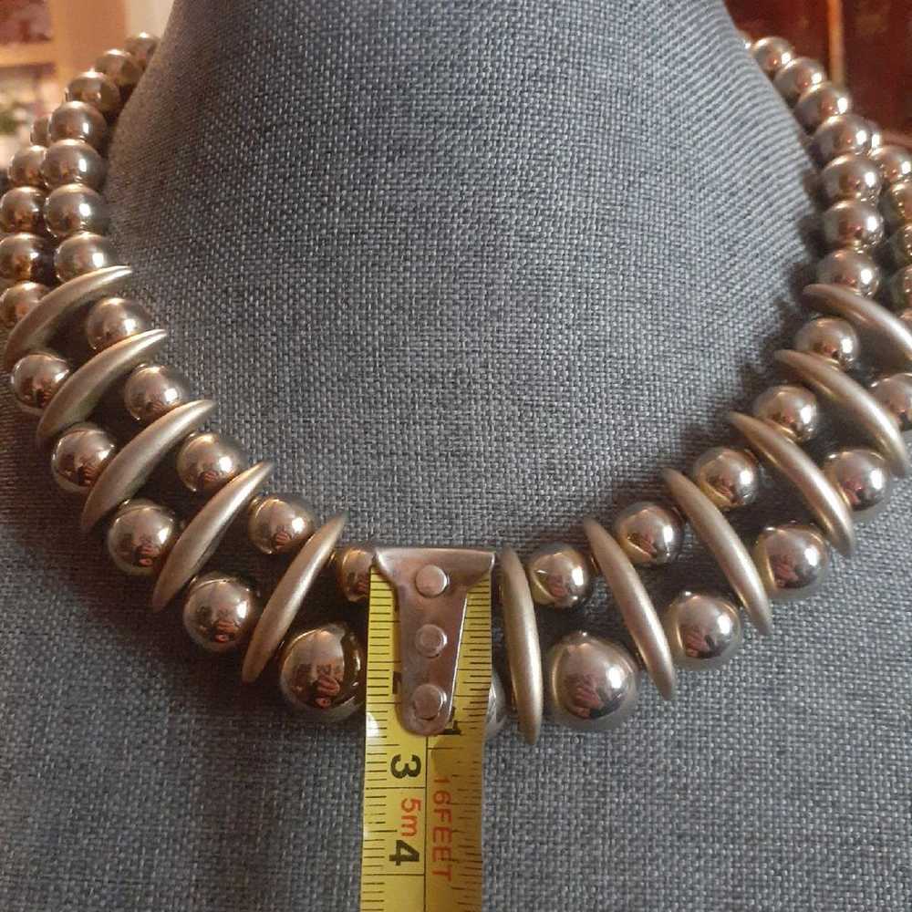 Vintage metal chain shiny gold tone bead multi st… - image 9