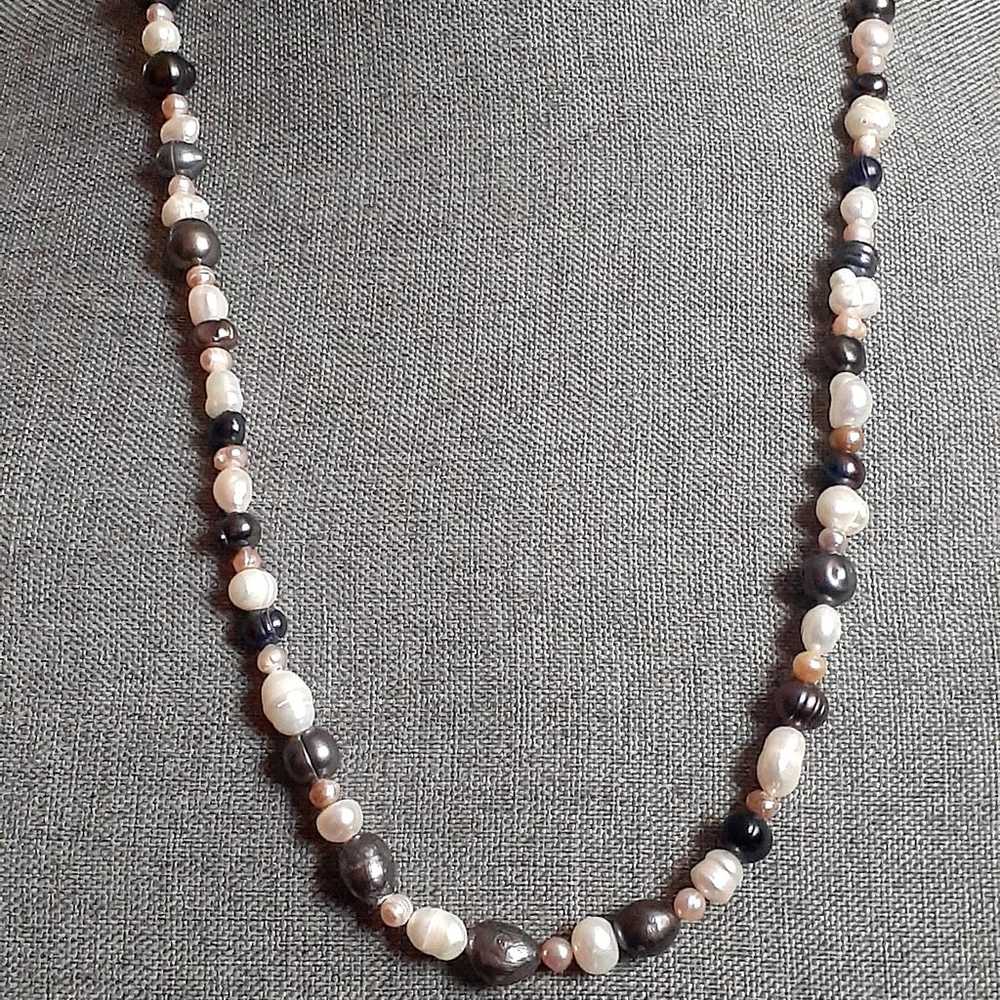Genuine Baroque pearl multi color necklace w/Ster… - image 3