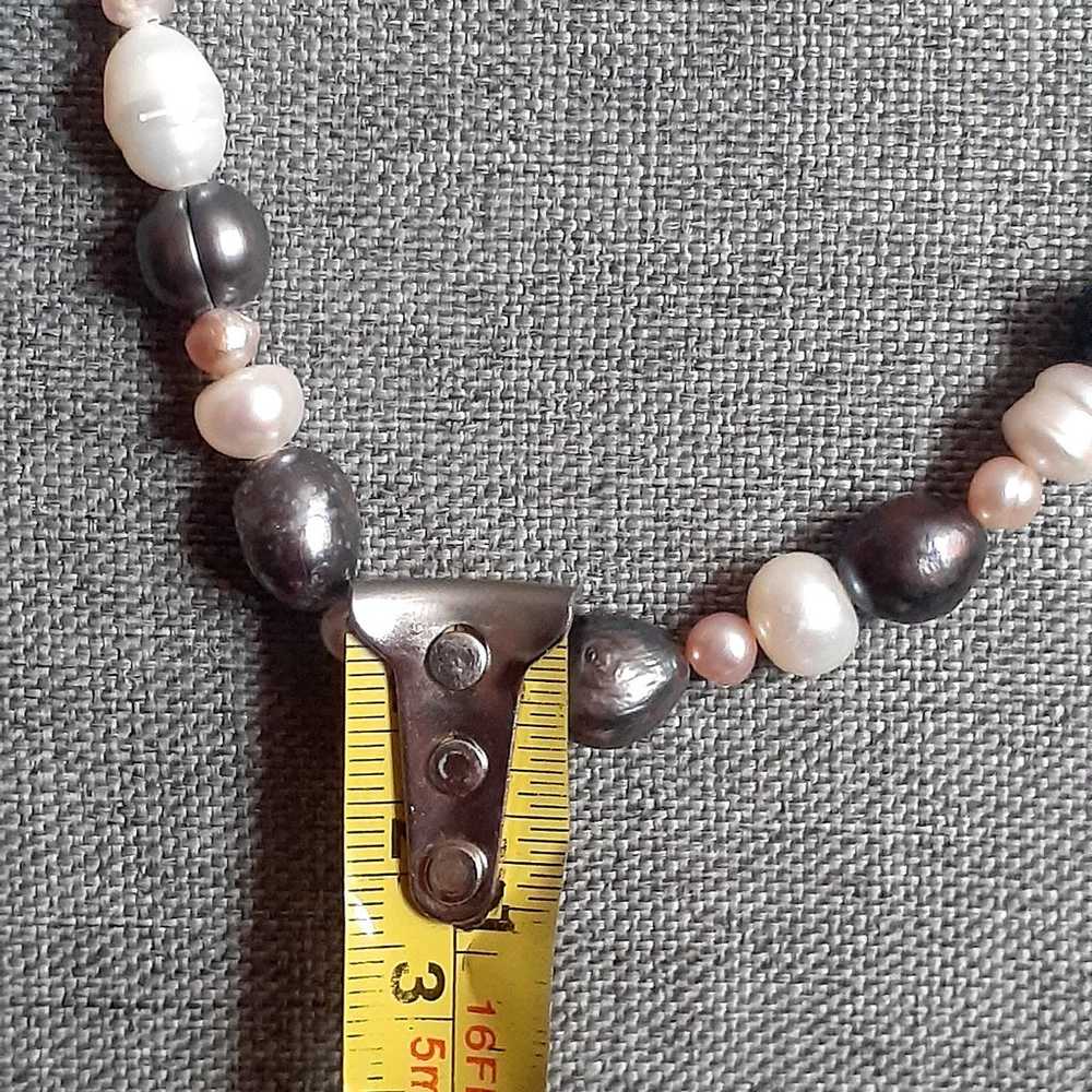 Genuine Baroque pearl multi color necklace w/Ster… - image 4