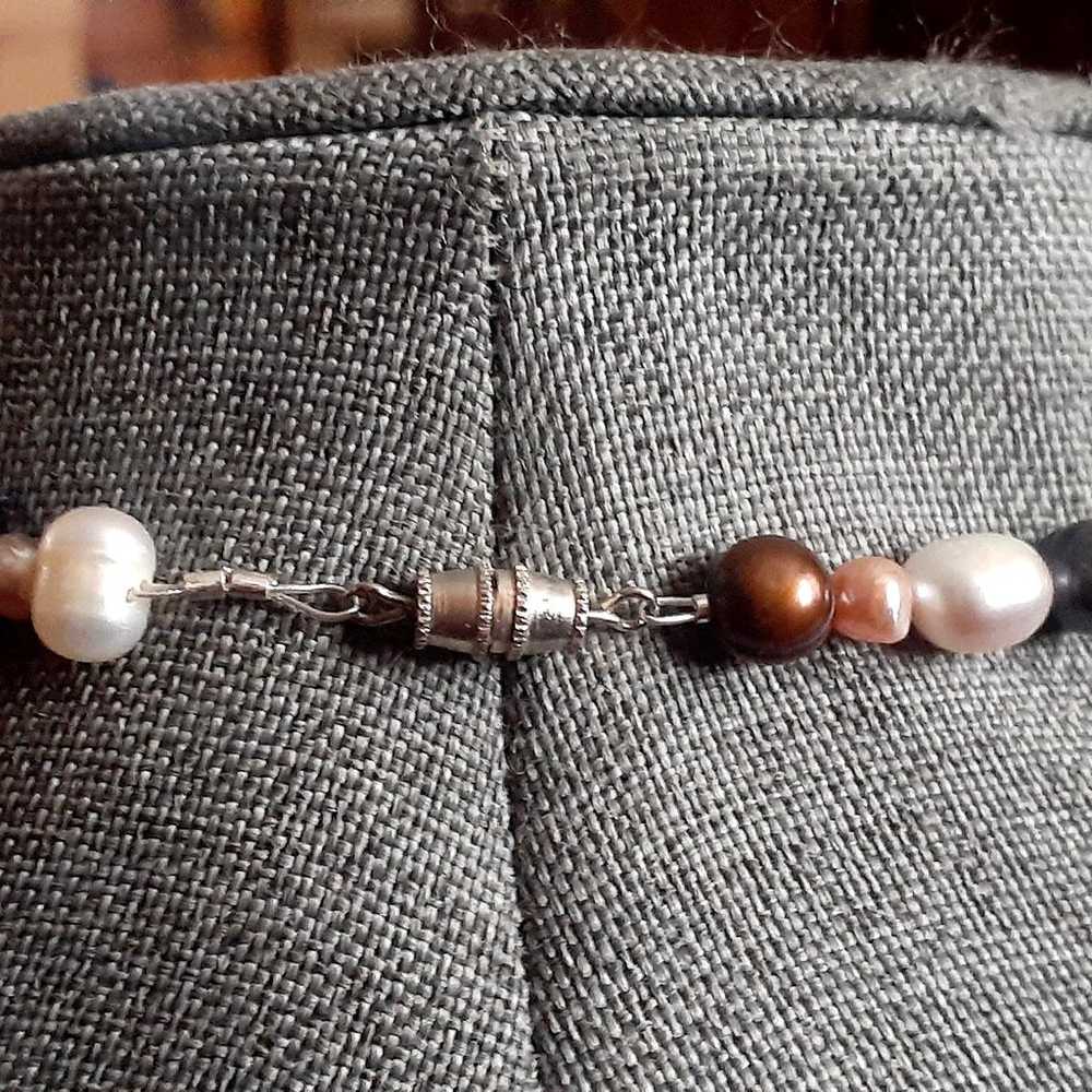 Genuine Baroque pearl multi color necklace w/Ster… - image 6