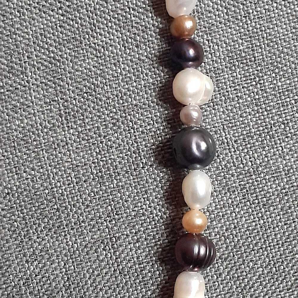 Genuine Baroque pearl multi color necklace w/Ster… - image 7