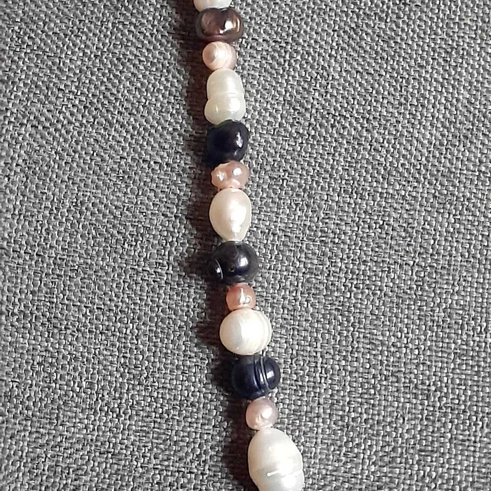 Genuine Baroque pearl multi color necklace w/Ster… - image 8