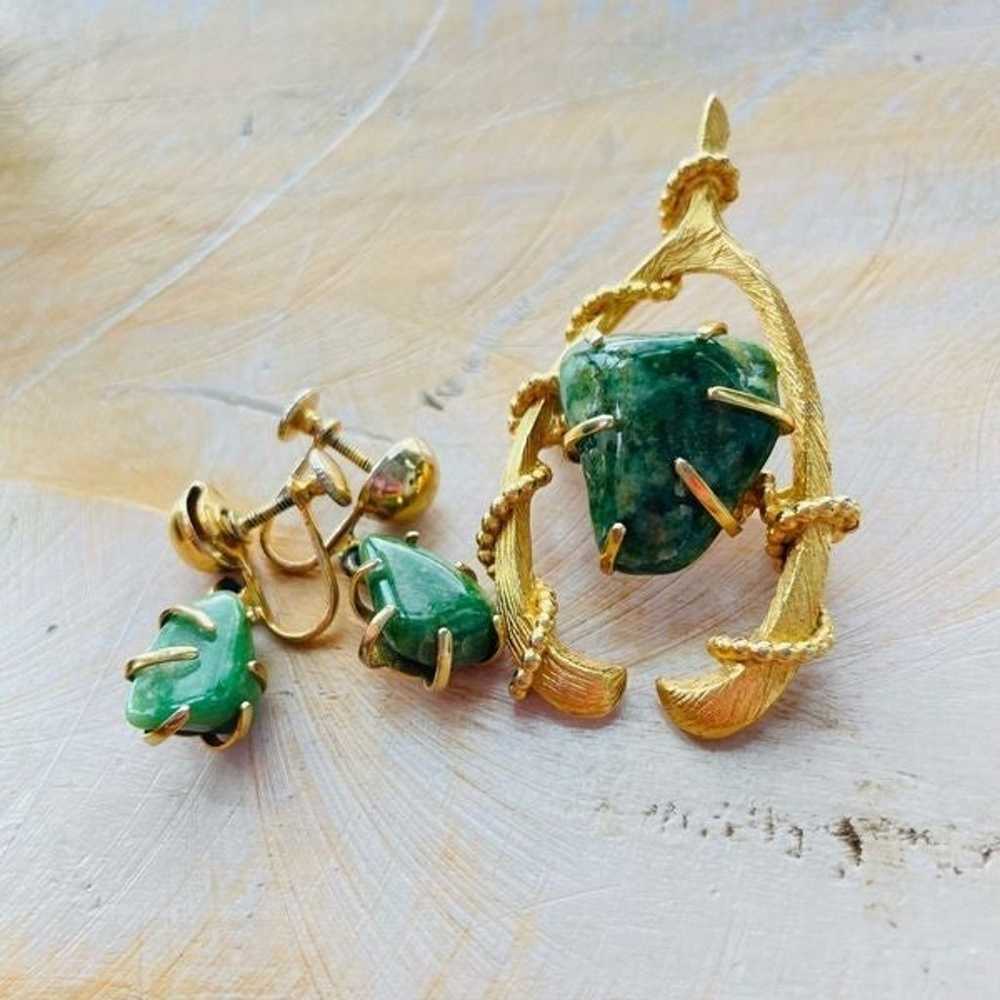 Mid-Century Jade Jewelry Set - image 1