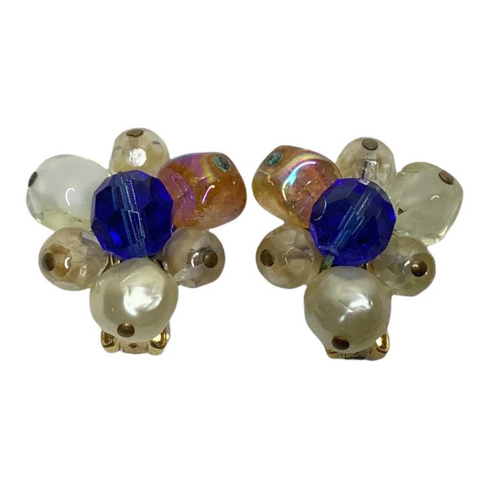 Vintage Hattie Carnegie Earrings Clip On Bead Clu… - image 1