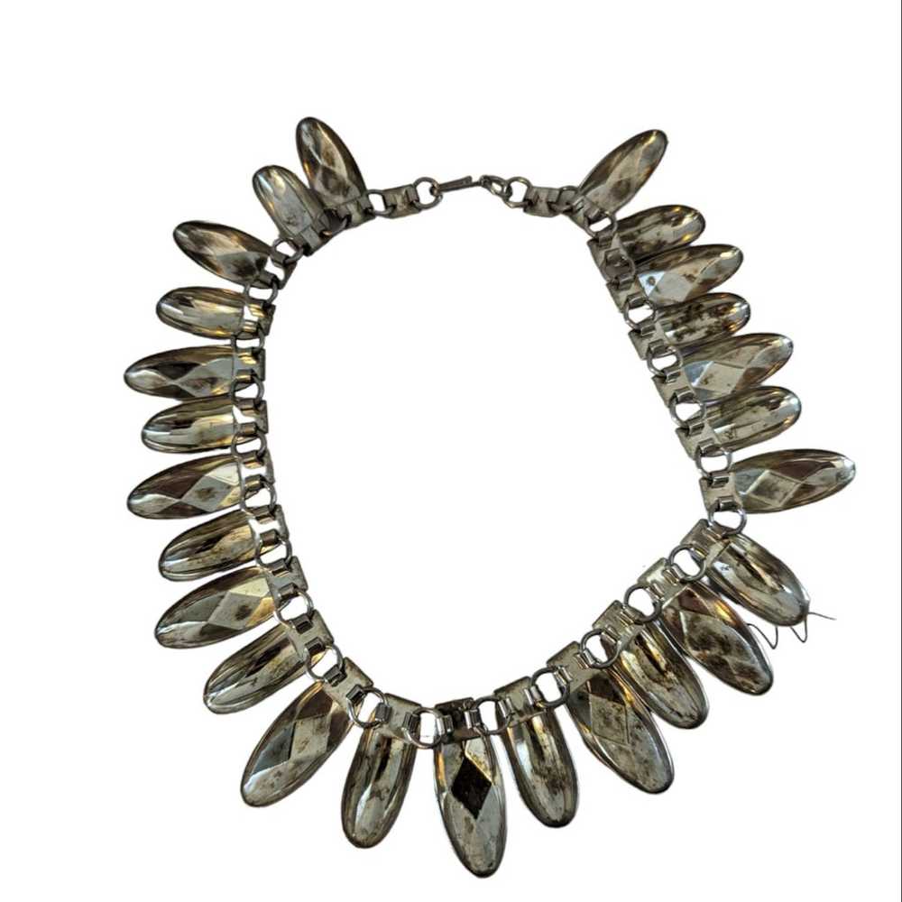 Vintage 80s Maximalist Faceted Silver Tone Tribal… - image 3