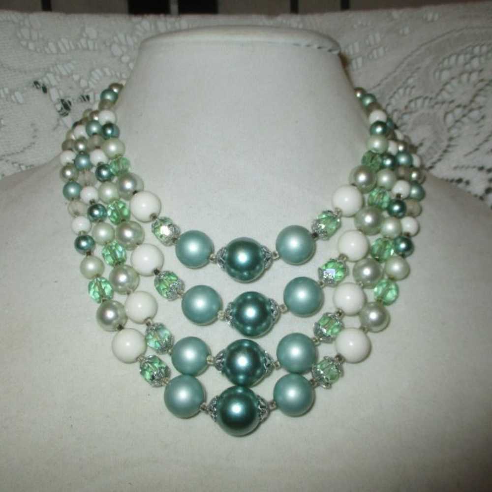 vintage 4 strand beaded necklace - image 1