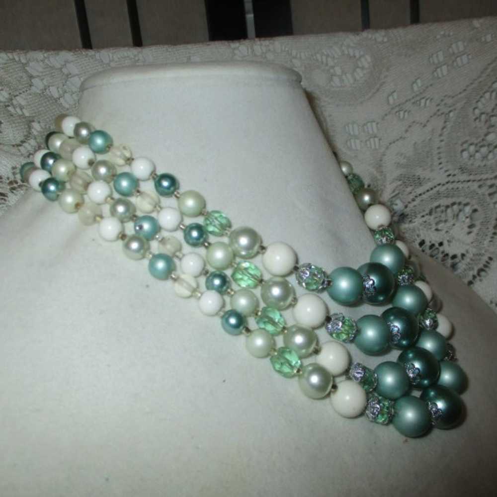 vintage 4 strand beaded necklace - image 2