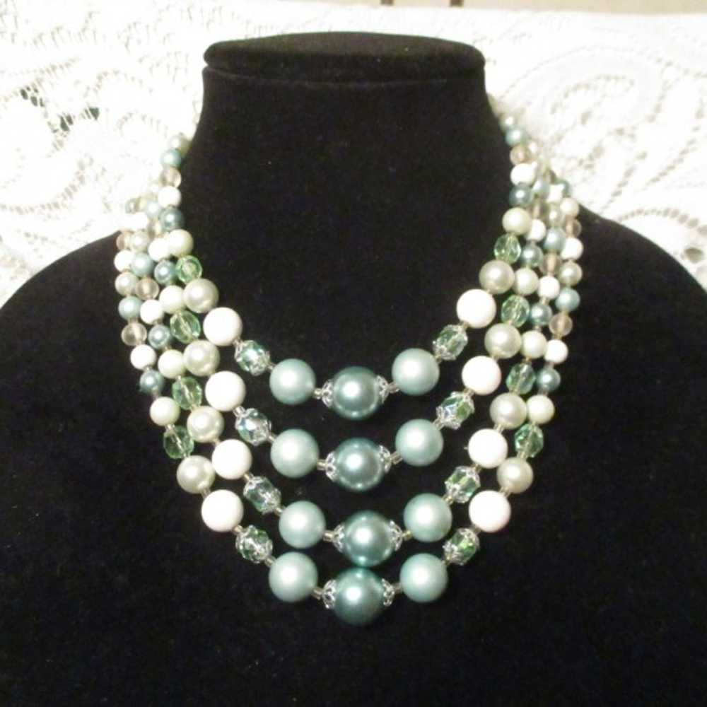 vintage 4 strand beaded necklace - image 9