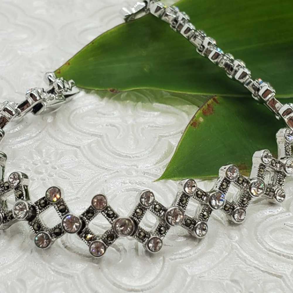 Vintage Sterling Silver Rhinestone Bracelet #50 - image 1