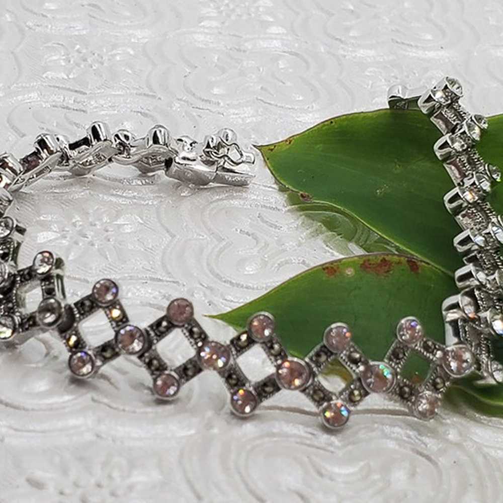 Vintage Sterling Silver Rhinestone Bracelet #50 - image 2