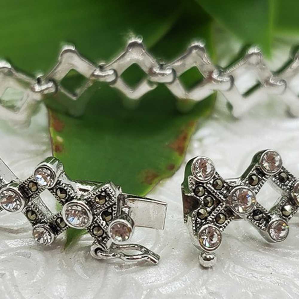 Vintage Sterling Silver Rhinestone Bracelet #50 - image 4