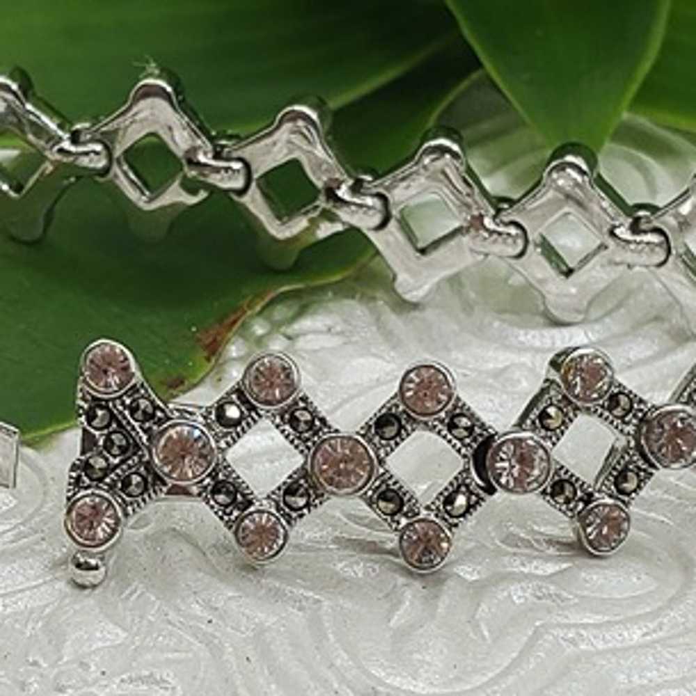 Vintage Sterling Silver Rhinestone Bracelet #50 - image 5