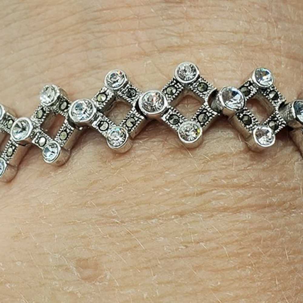 Vintage Sterling Silver Rhinestone Bracelet #50 - image 6