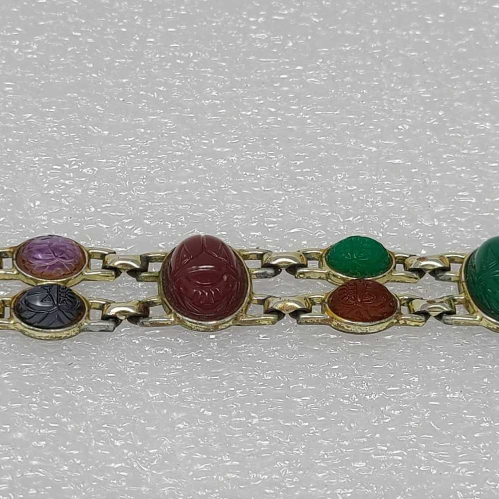 Vintage Carved Scarab Bracelet - image 3