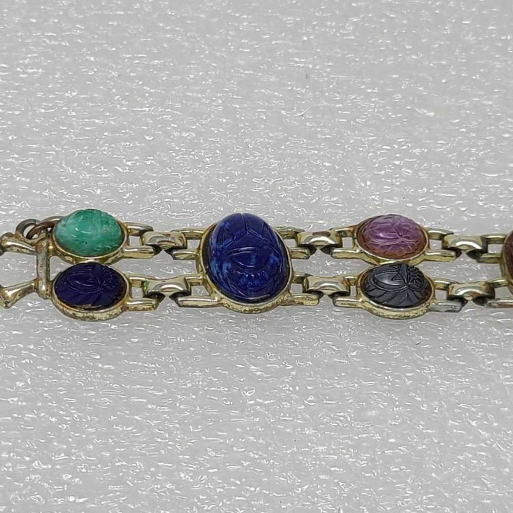Vintage Carved Scarab Bracelet - image 4