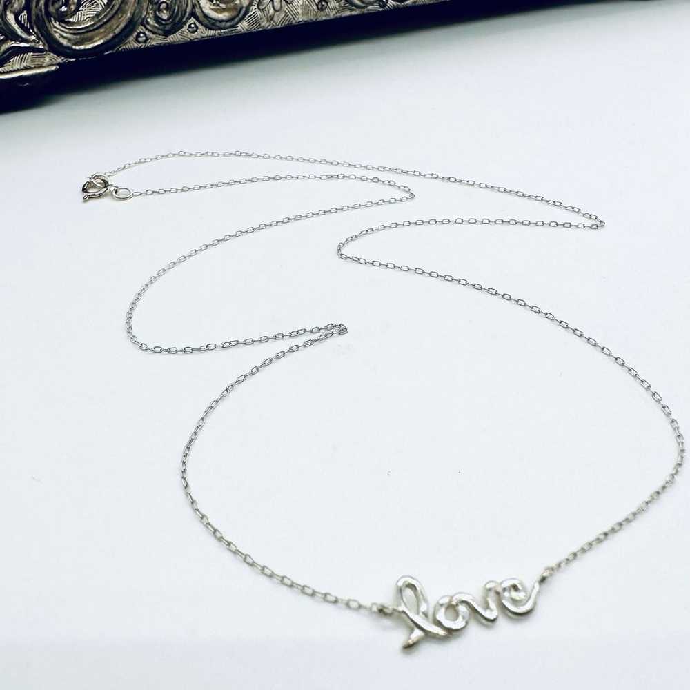 Vintage Dainty LOVE Silver Necklace - image 10