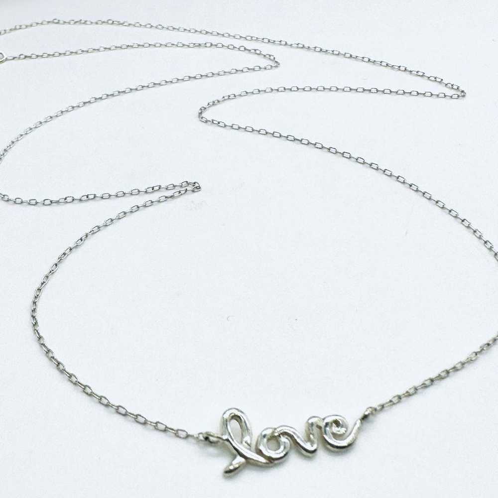 Vintage Dainty LOVE Silver Necklace - image 11