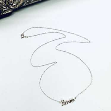 Vintage Dainty LOVE Silver Necklace - image 1