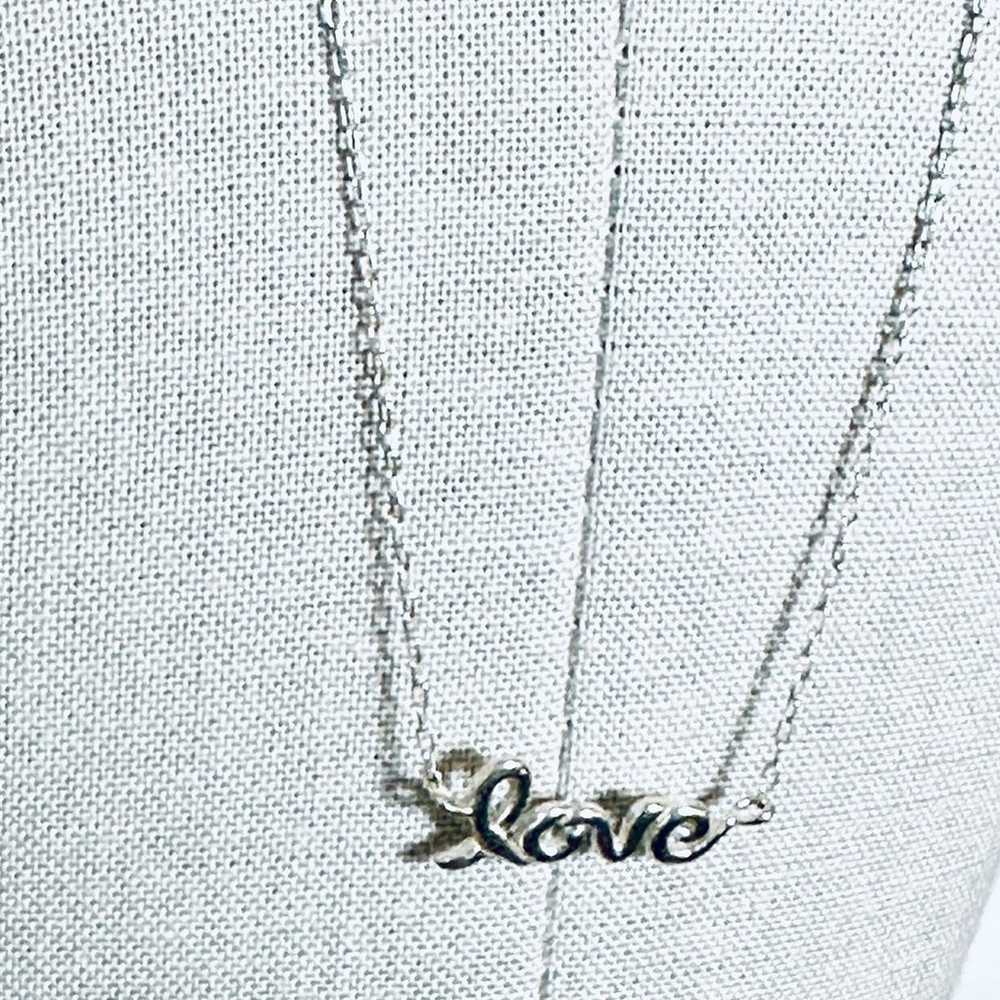 Vintage Dainty LOVE Silver Necklace - image 3