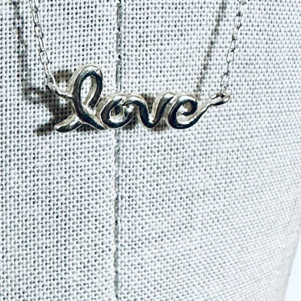 Vintage Dainty LOVE Silver Necklace - image 5