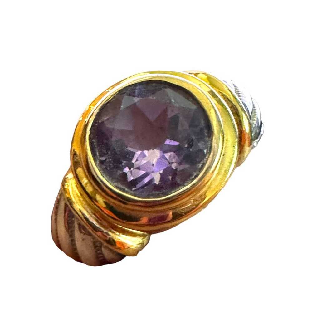 Sterling Silver Ring with Round Amethyst Setting - image 1