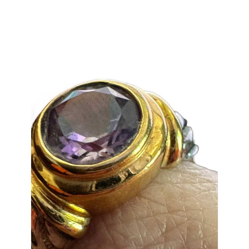 Sterling Silver Ring with Round Amethyst Setting - image 4