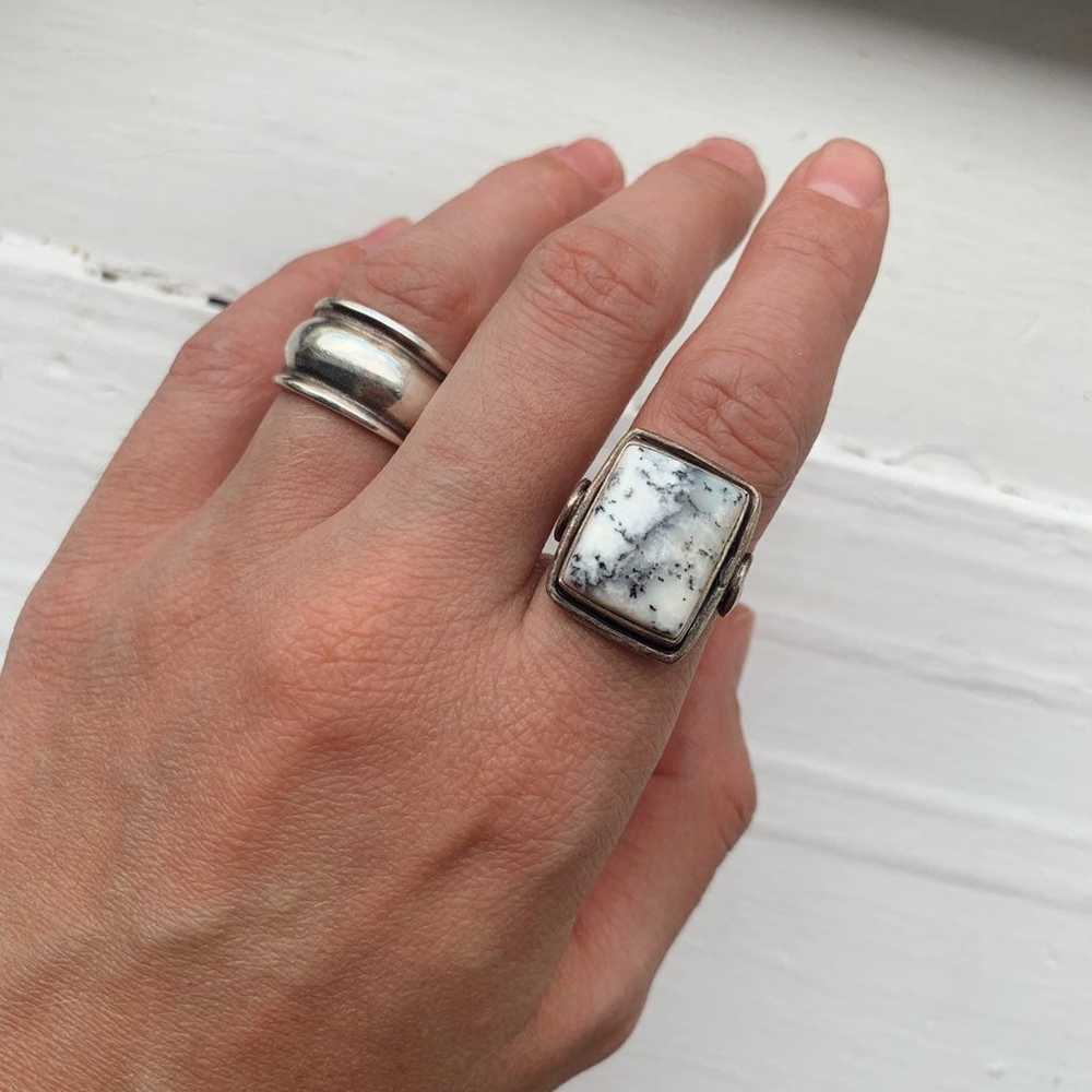 Sterling Silver White Stone Ring - image 1